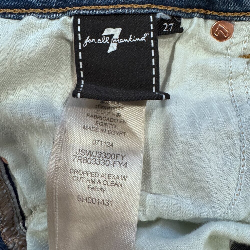 7 For All Mankind Cropped Alexa Raw Hem Jeans - Size 27 - Picture 10 of 10